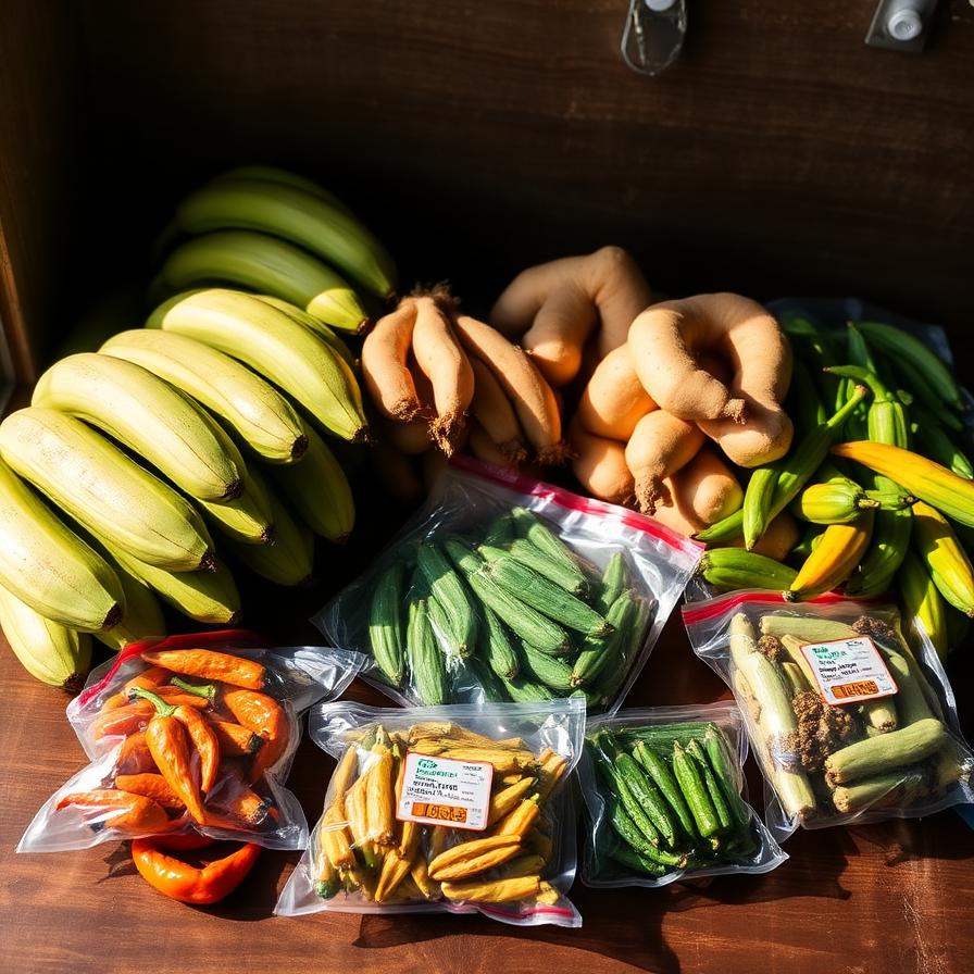 Fruit & Vegatables: Plantain, yam, ugu & okra